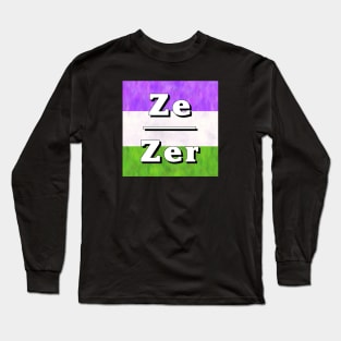 Ze-Zir Pronouns: Genderqueer Long Sleeve T-Shirt